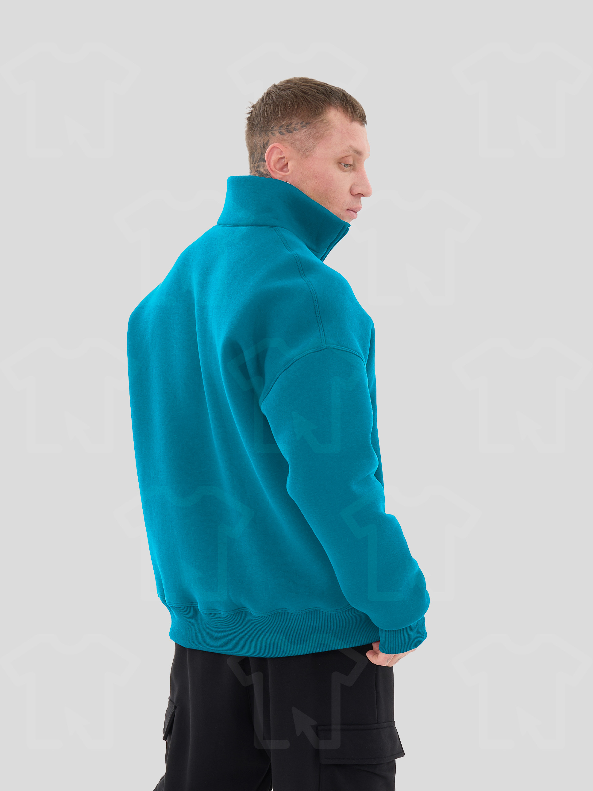 Свитшот Oversize ZIP (на молнии) Премиум с начесом, цвет: бирюза