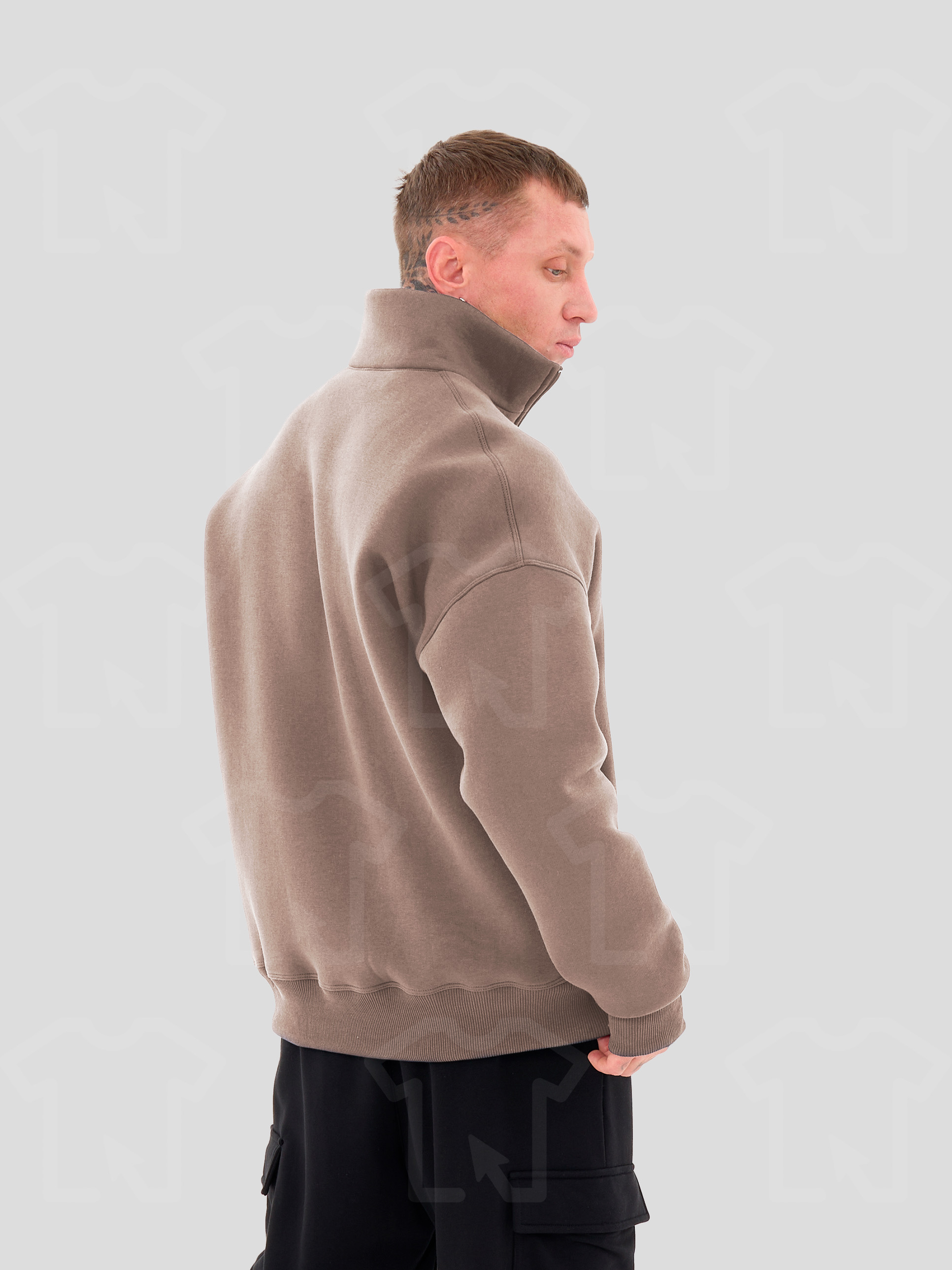 Свитшот Oversize ZIP (на молнии) Премиум с начесом, цвет: капучино
