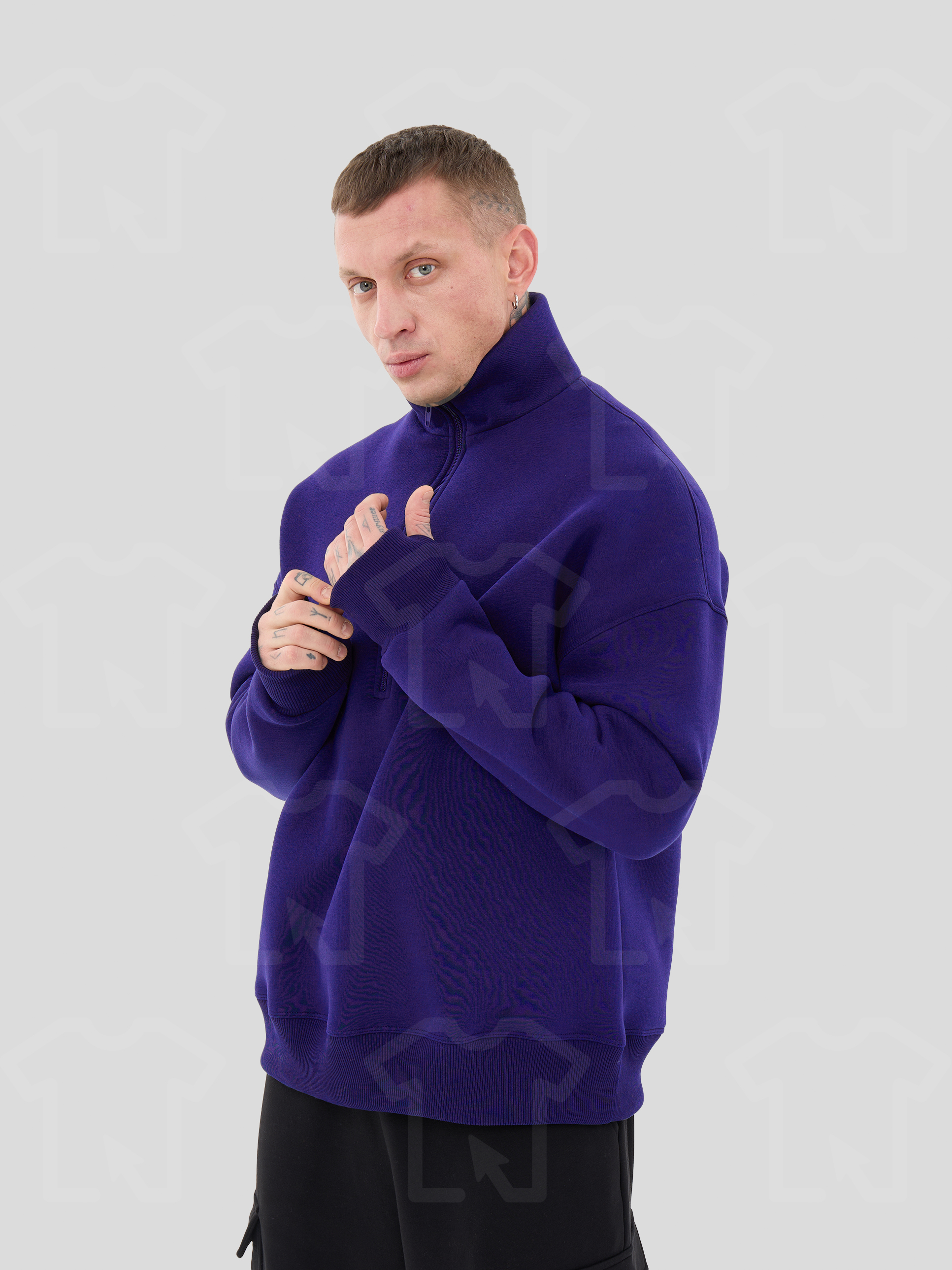 Свитшот Oversize ZIP (на молнии) Премиум с начесом, цвет: фиолетовый