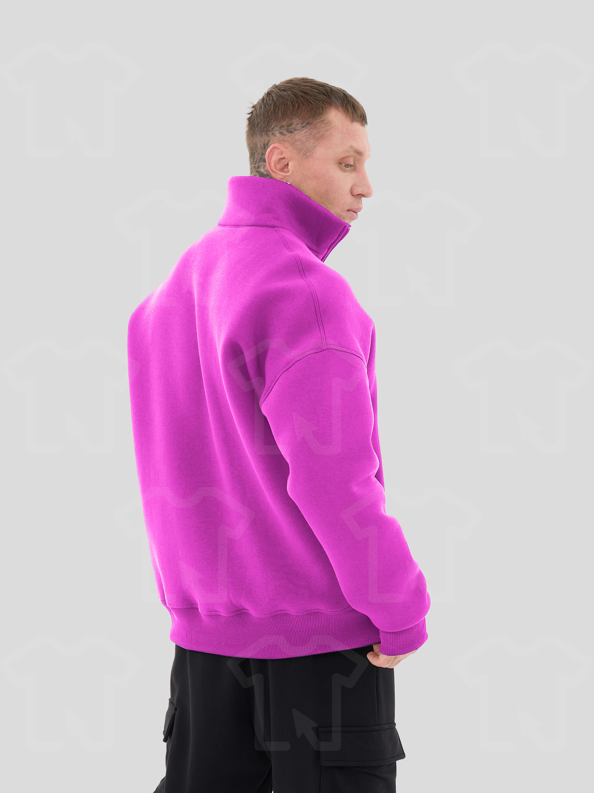 Свитшот Oversize ZIP (на молнии) Премиум с начесом, цвет: фуксия