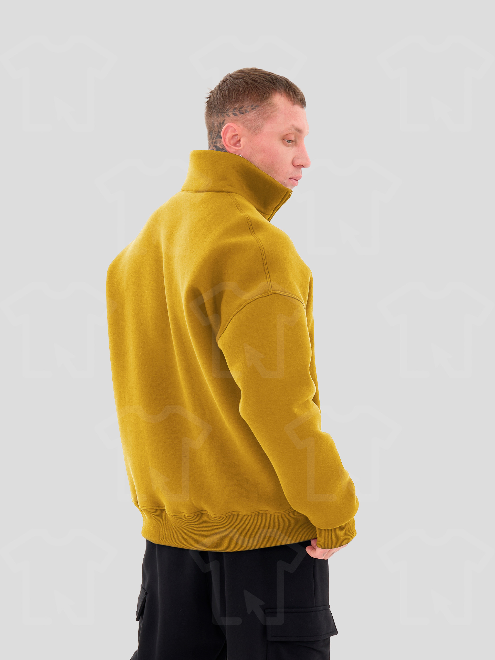 Свитшот Oversize ZIP (на молнии) Премиум с начесом, цвет: горчица
