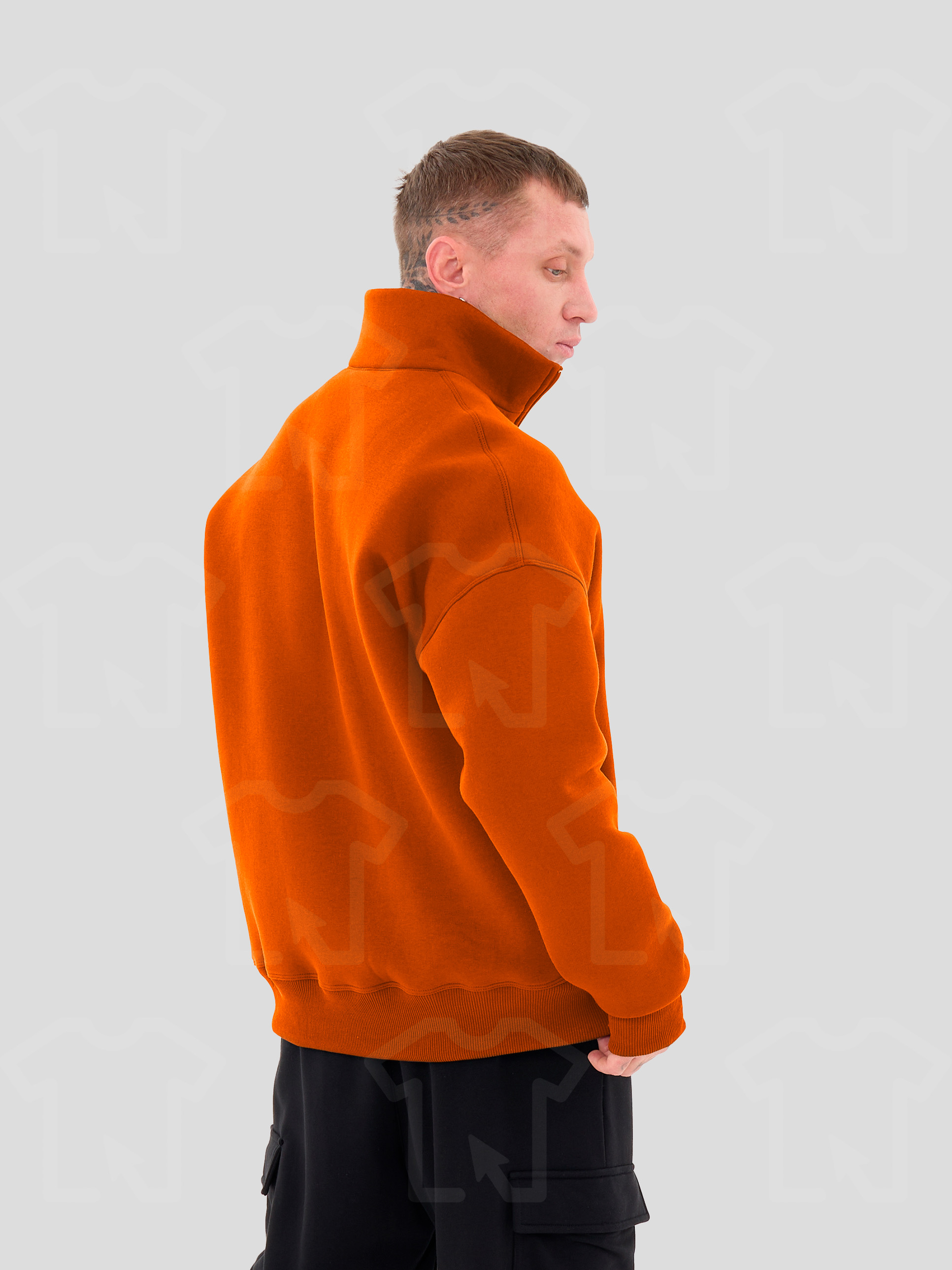 Свитшот Oversize ZIP (на молнии) Премиум с начесом, цвет: оранжевый