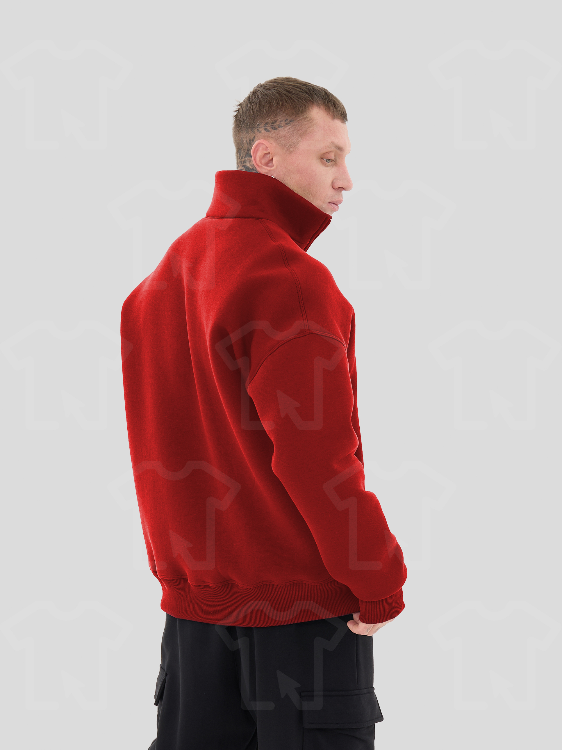 Свитшот Oversize ZIP (на молнии) Премиум с начесом, цвет: красный