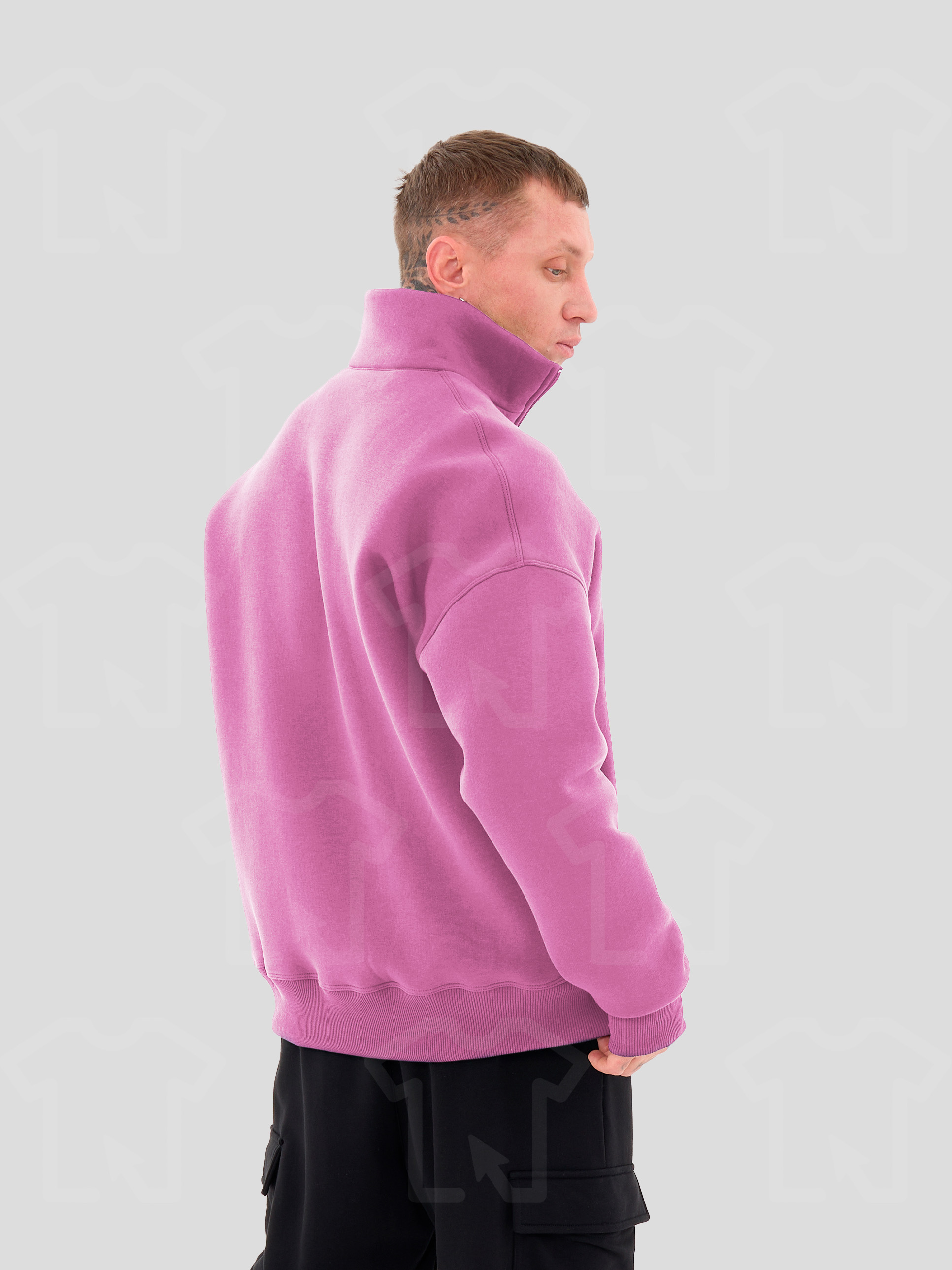 Свитшот Oversize ZIP (на молнии) Премиум с начесом, цвет: розовый