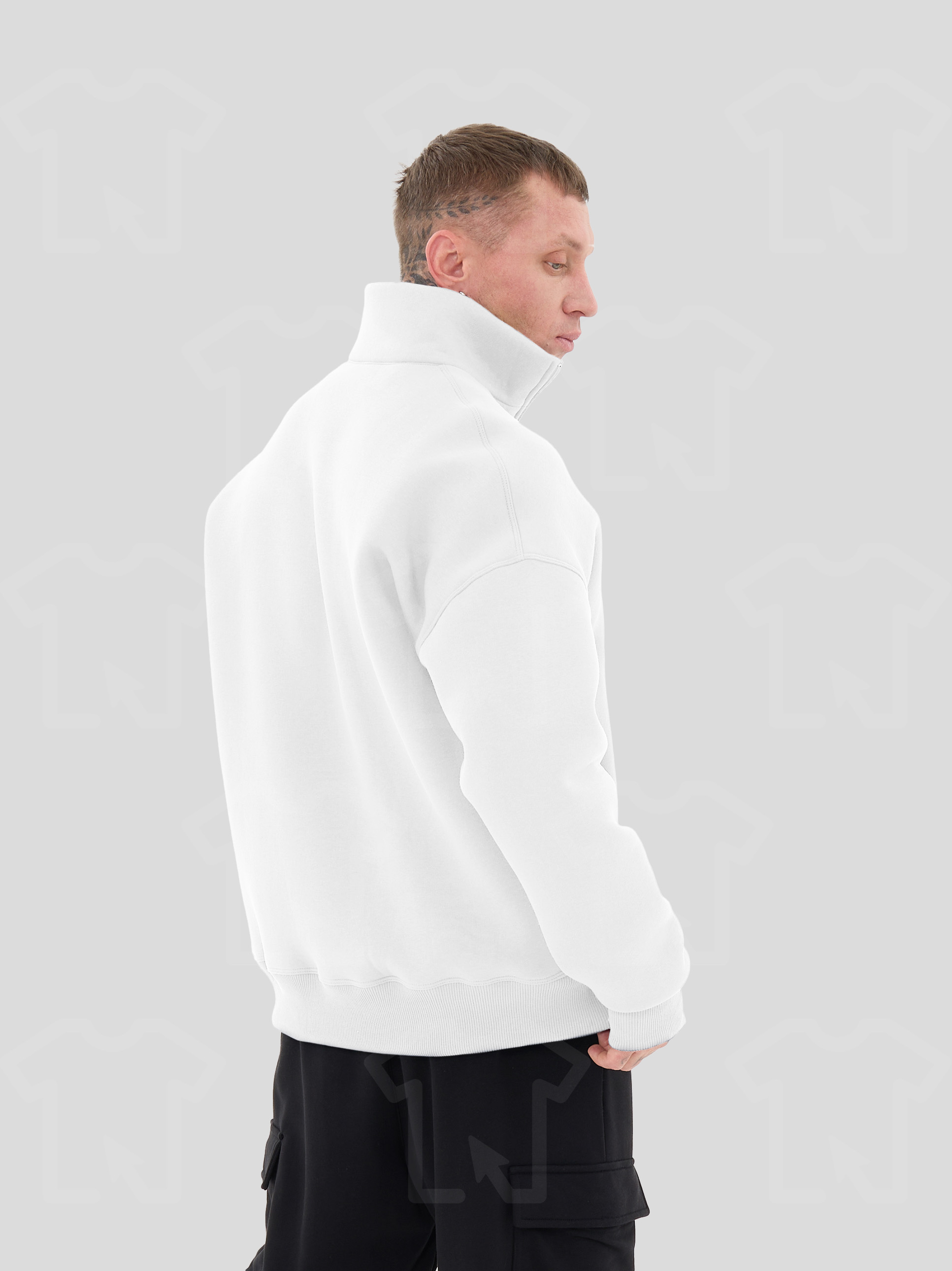 Свитшот Oversize ZIP (на молнии) Премиум с начесом, цвет: белый