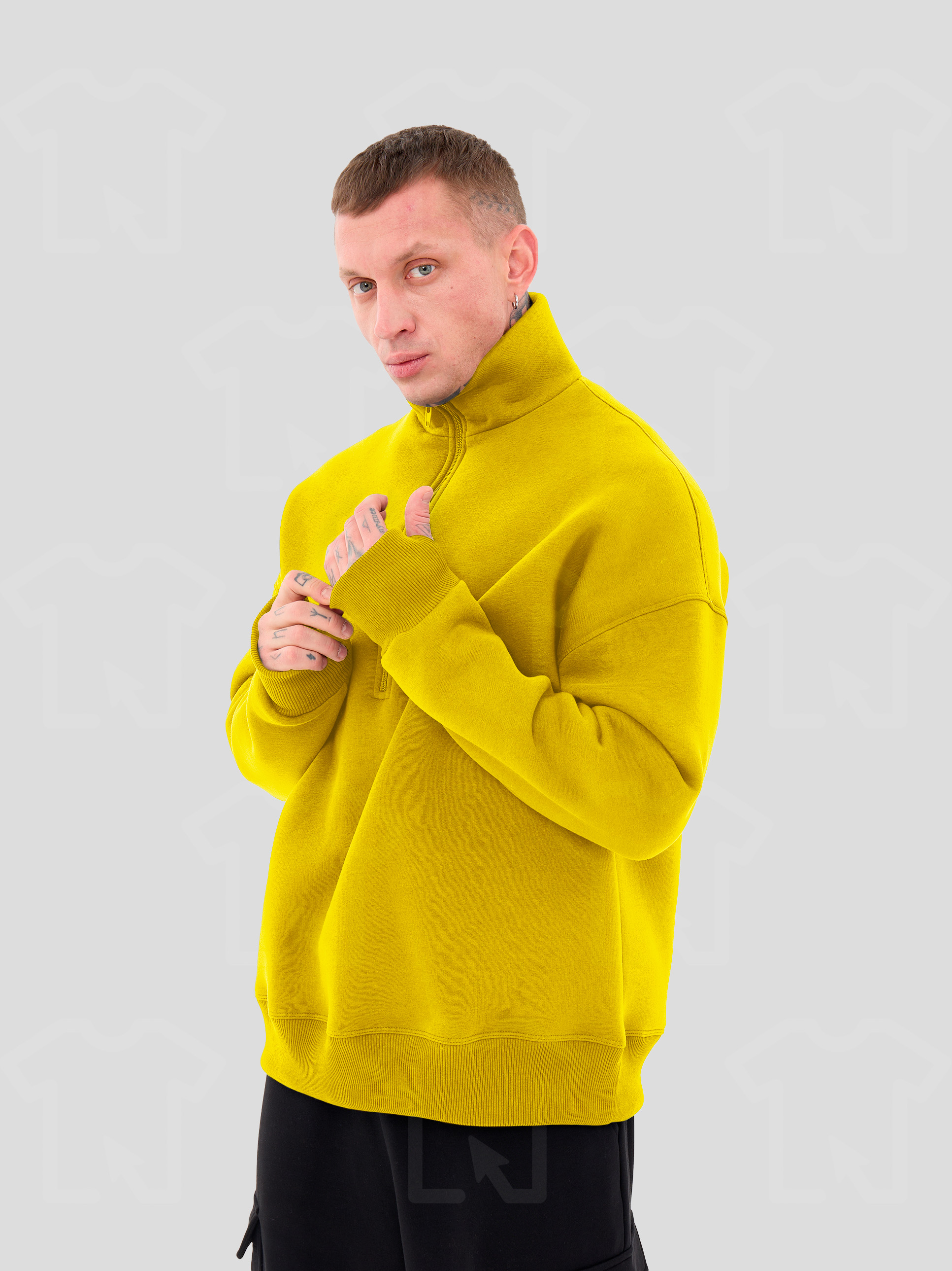 Свитшот Oversize ZIP (на молнии) Премиум с начесом, цвет: желтый
