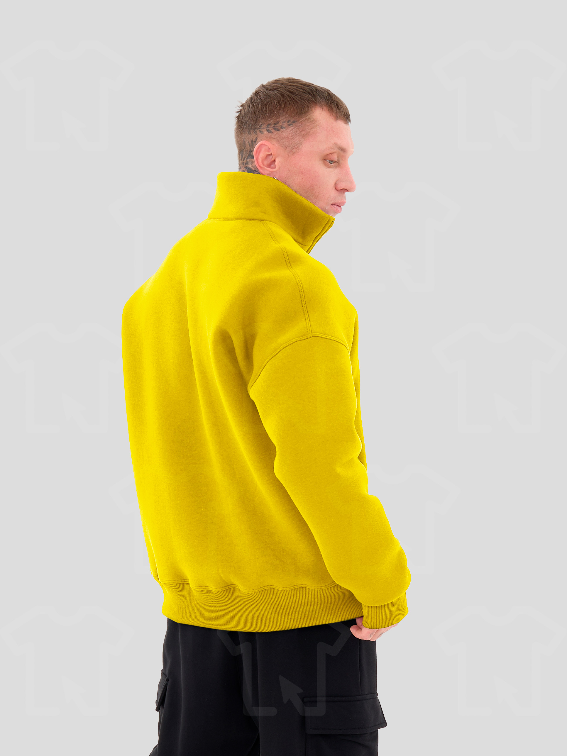 Свитшот Oversize ZIP (на молнии) Премиум с начесом, цвет: желтый